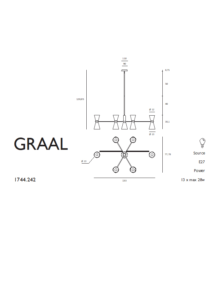 Miloox GRAAL lampada da terra in metallo